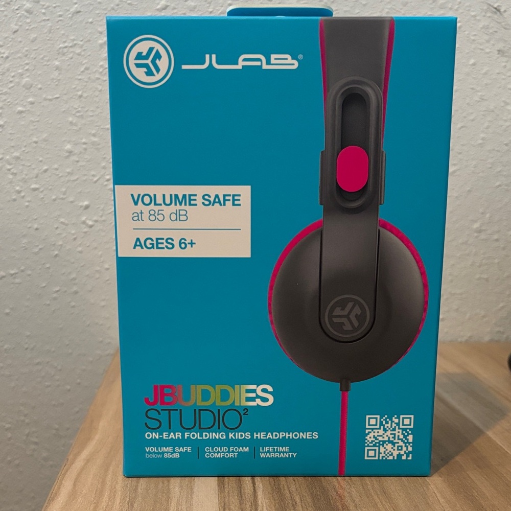 JLab JBuddies Studio Kids On-Ear Headphones - Black and Pink